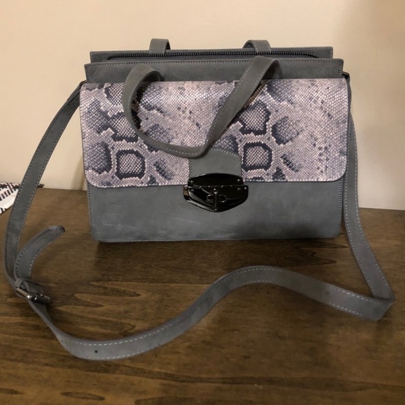 Purse Vittoria Napoli Snakeskin print Genuine Leather Tote Handbag Handle - Picture 1 of 11
